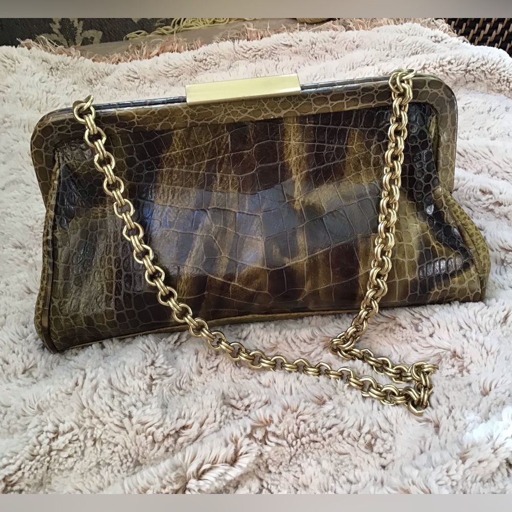 Adrienne Vittadini Reptile Embossed Clutch